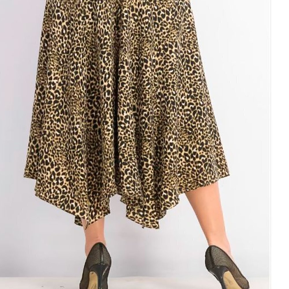 Calvin Klein Leopard Animal Print Lined Asymmetrical Midi Skirt Size 10 New Tags - Picture 2 of 10